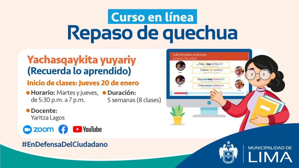 Regresan las clases virtuales de quechua con un curso de repaso libre y gratuito
