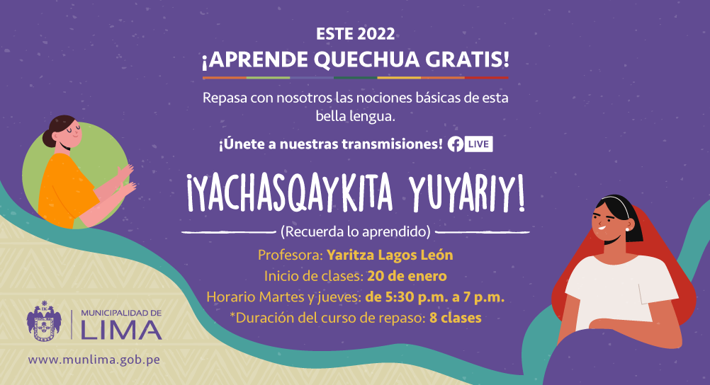 Repaso de quechua: clases se transmitirán desde hoy en redes sociales de la MML